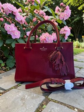 Kate Spade Palmer Drive Miriam Burgundy Red Pebbled Leather Satchel NWOT